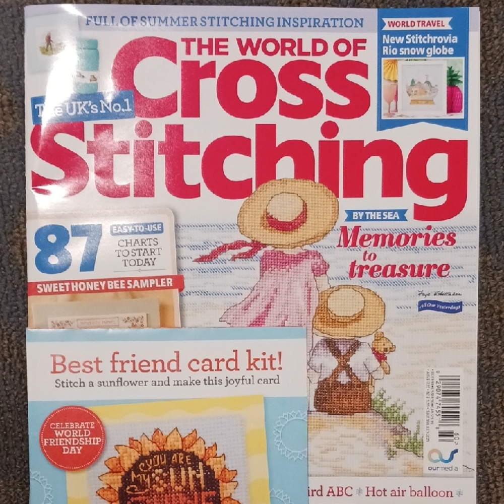 World of Cross Stitching Magazine #360 With Best Friend Sunflower Card Kit